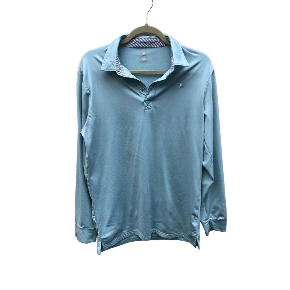 TRR Long Sleeve Polo Size Medium (M) Stay Cool Light Blue